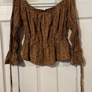 Savanna Jane Brown Geometric Blouse